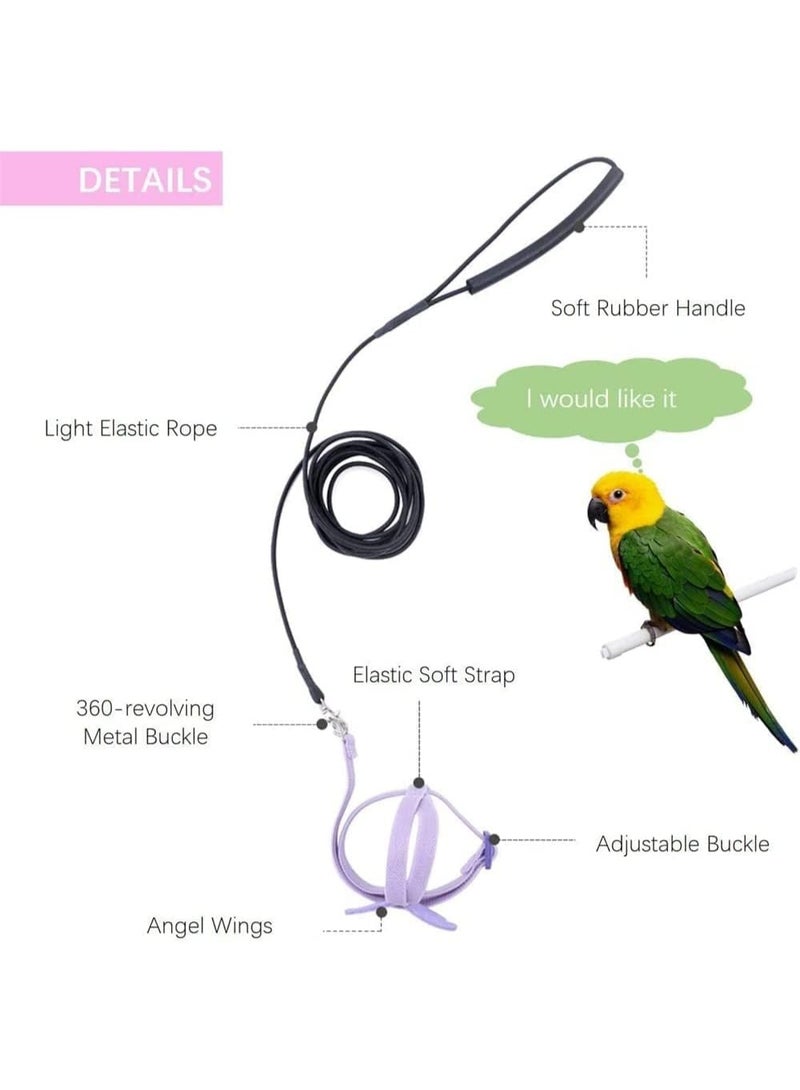 Bird Training Leash, Adjustable Parrot Flying Strap Rope Universal Flying Traction Lead Durable Outing Gadget Outdoor Training Toy for Birds, Parrot, Cockatiel, Parakeet, Lory, 1 Pcs, Purple - Image 3
